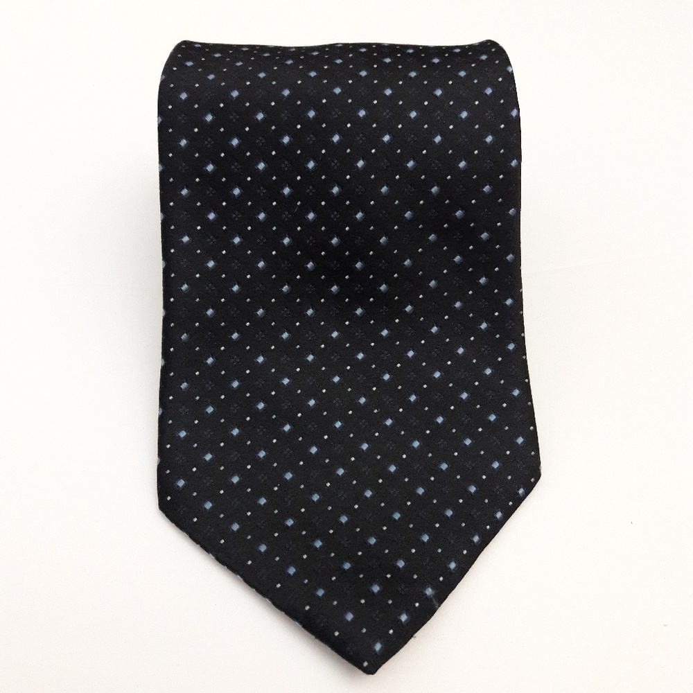 DKNY Men's Tie 100% Silk Black Polka Dot Necktie